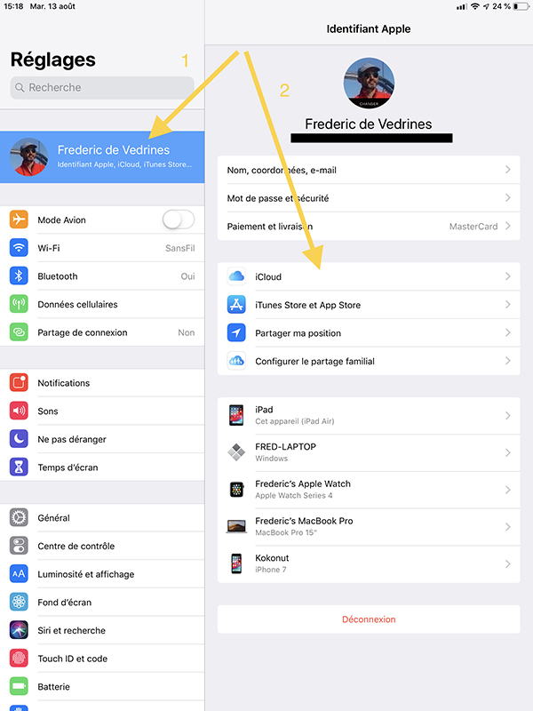 Réglages iCloud